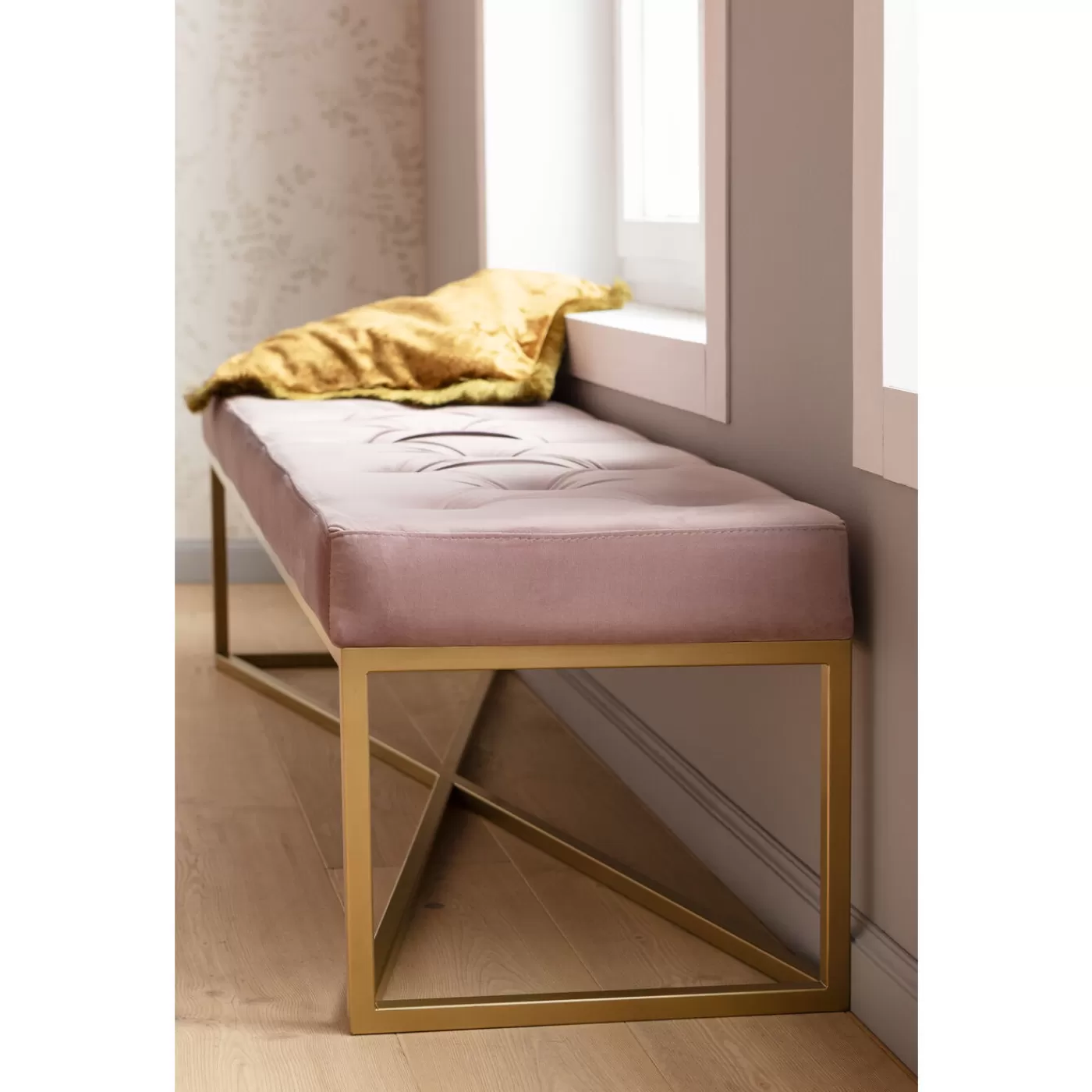 KARE Design Banquette Crossover Rose Laiton 150X40Cm