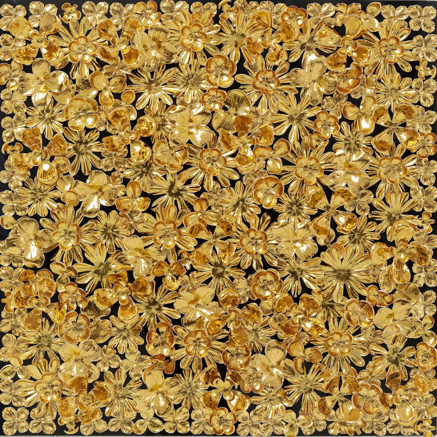 KARE Design Cadre Décoratif Gold Flower 80X80Cm