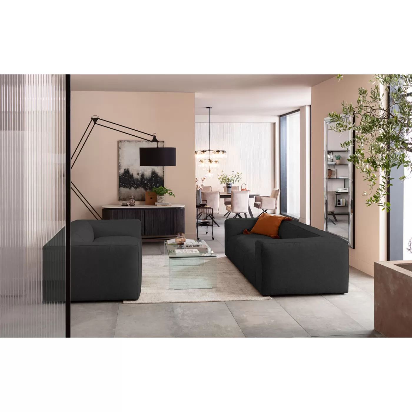 KARE Design Canapés Cubetto 3-Places Gris Fonce 220Cm