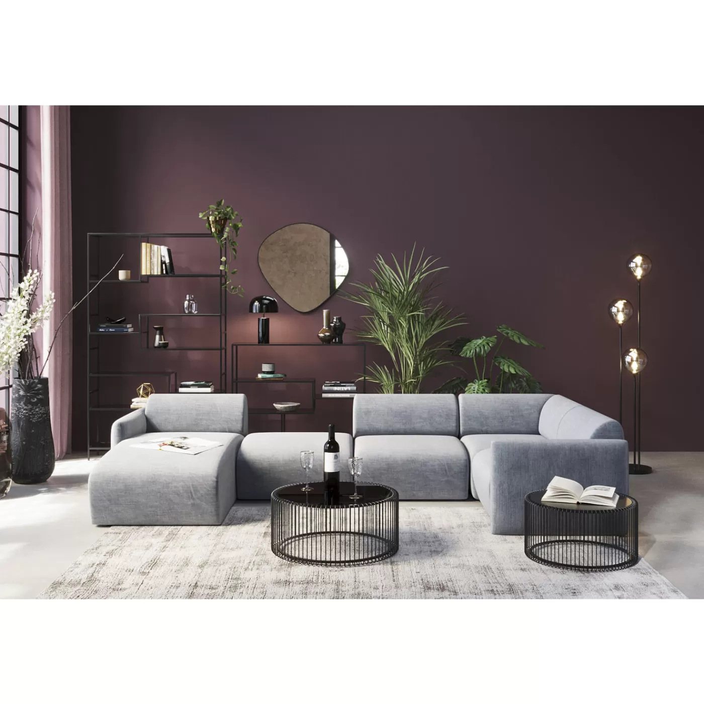 KARE Design Ensemble De Canapés 2 Lucca Gris Gauche 328Cm