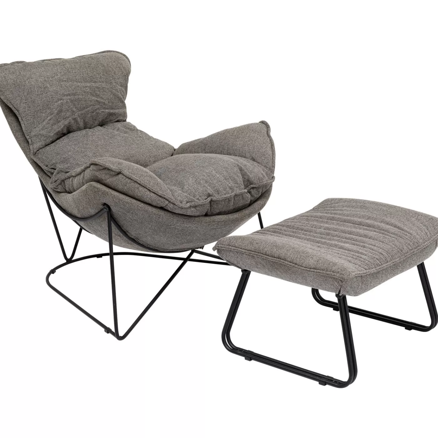 KARE Design Fauteuil Avec Repose-Pied Snuggle Gris (2/Parts)