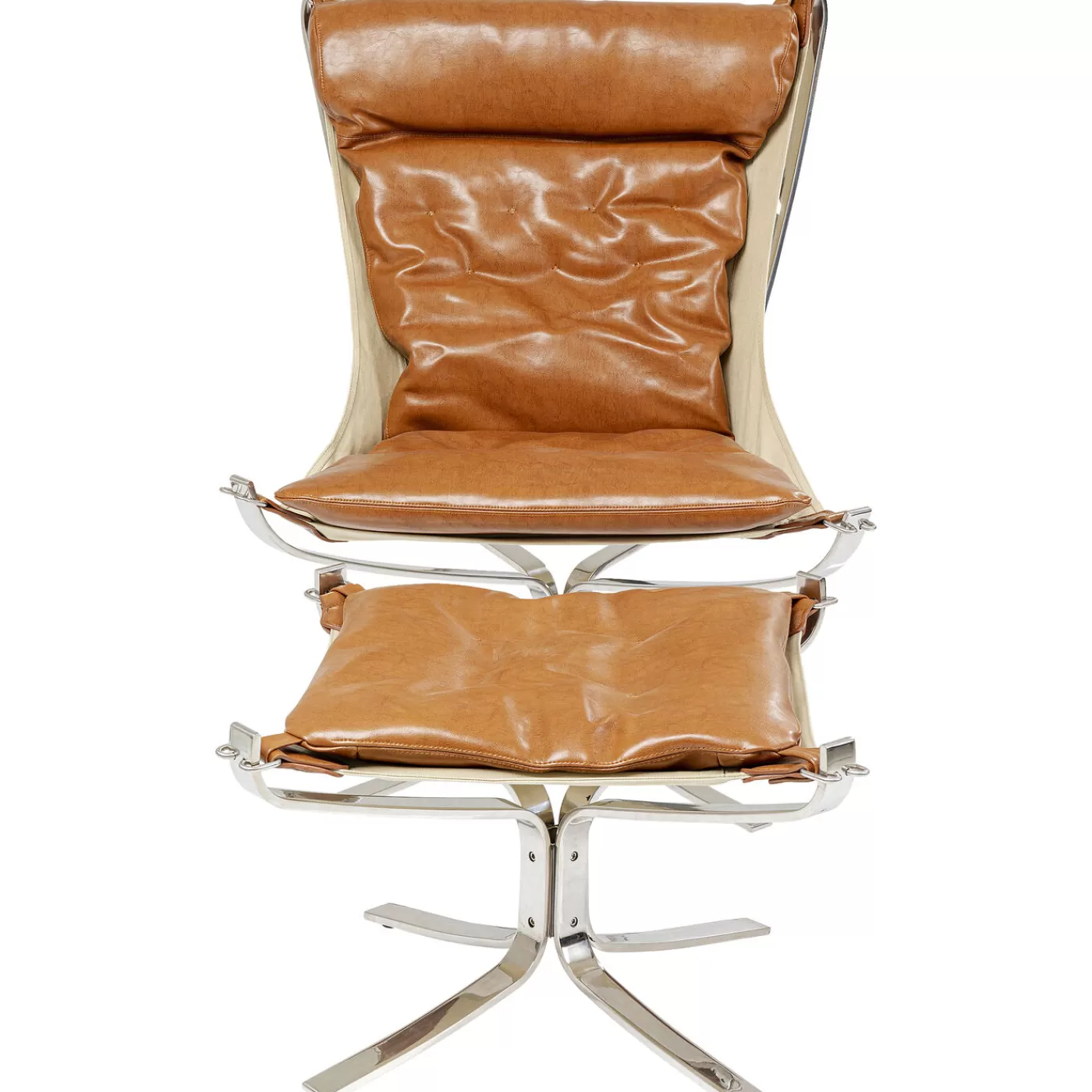 KARE Design Fauteuil Avec Tabouret Washington Marron