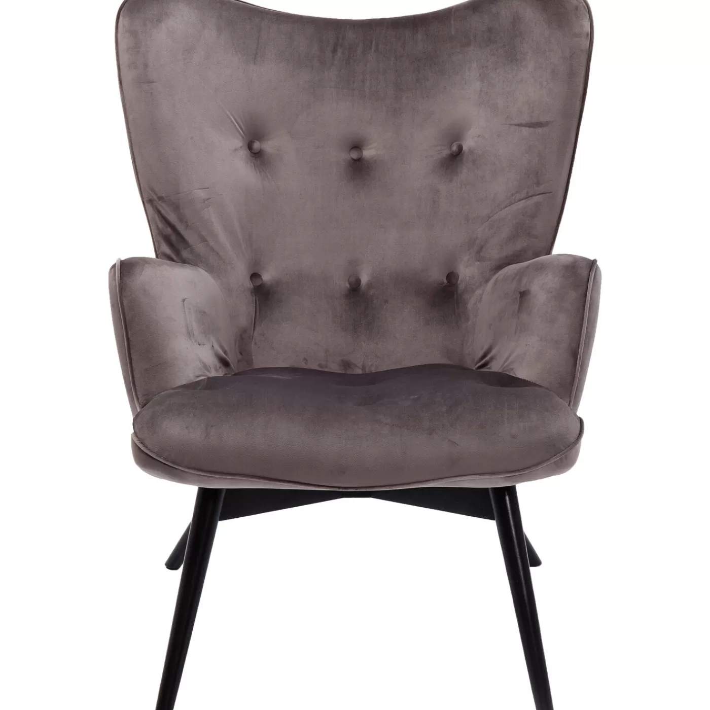 KARE Design Fauteuil Black Vicky Velours Gris