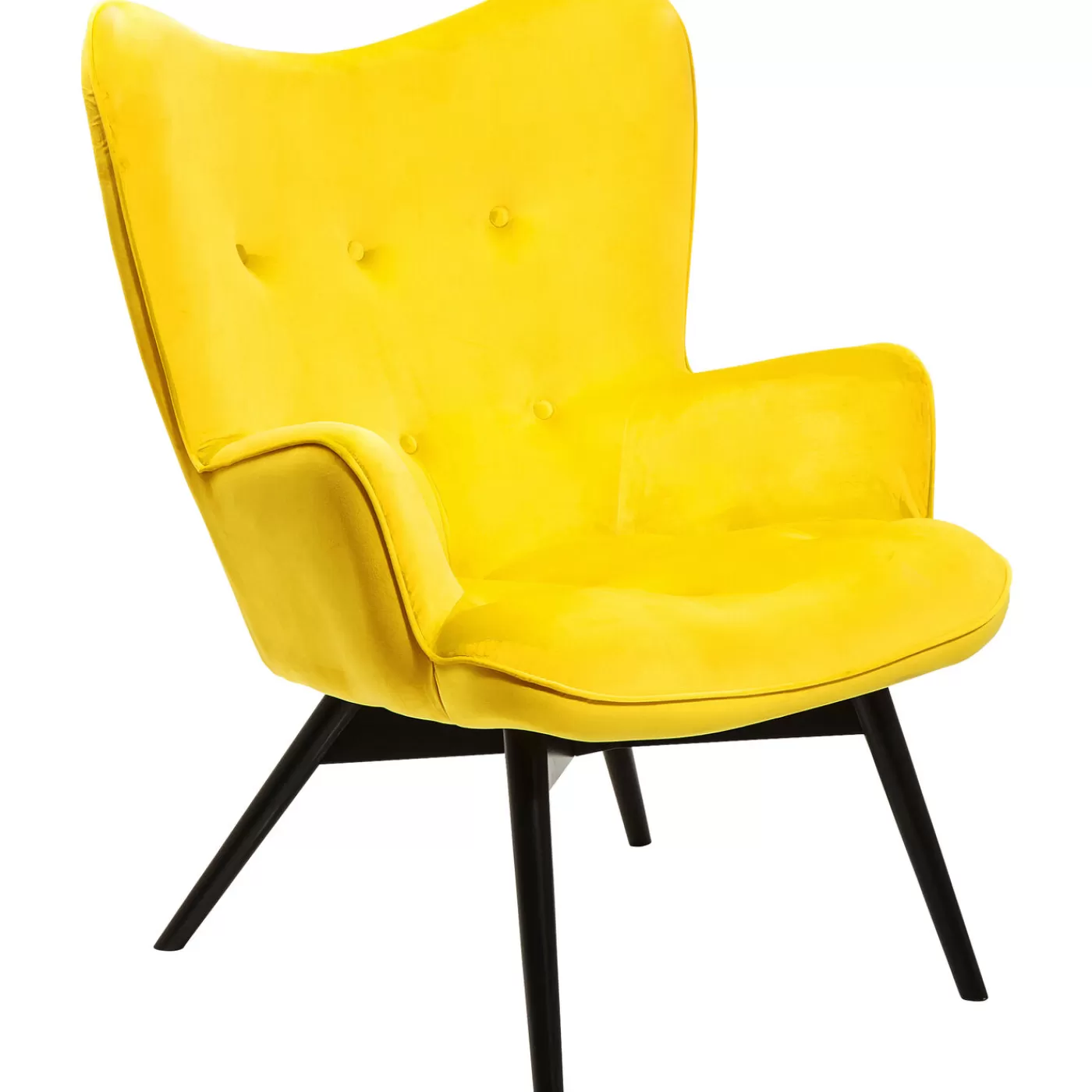 KARE Design Fauteuil Black Vicky Velours Jaune