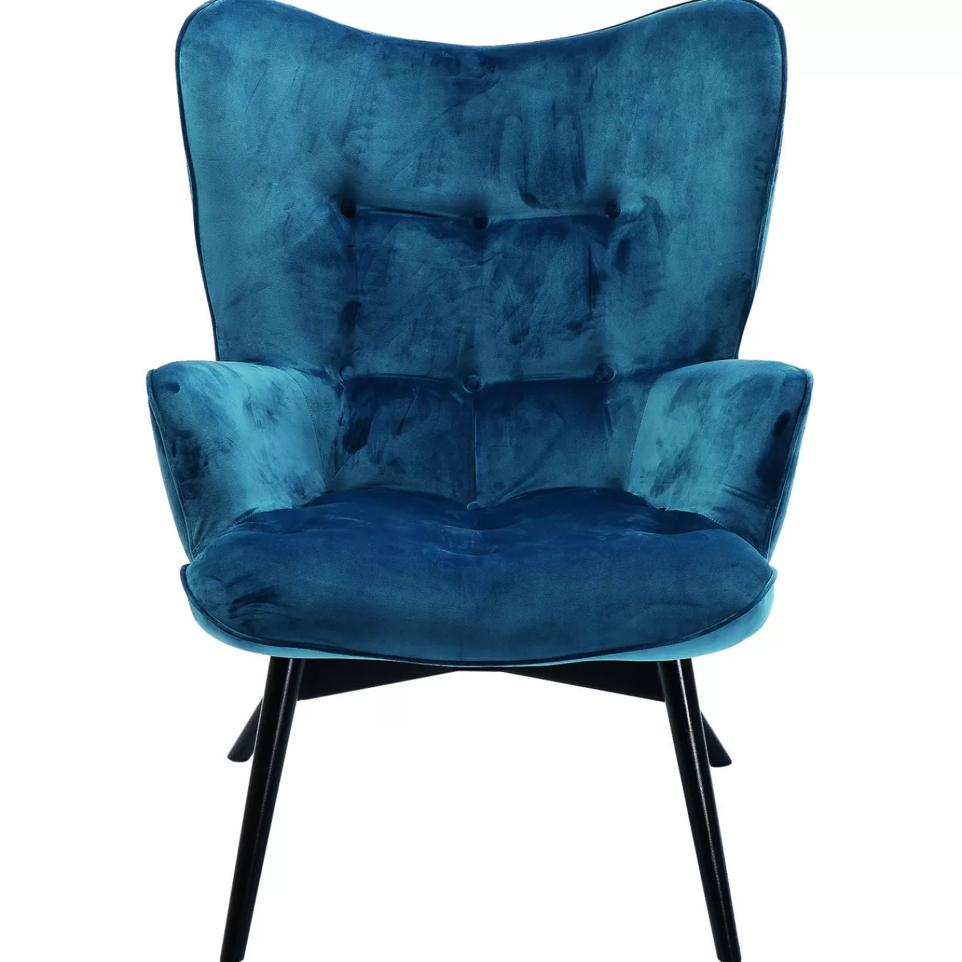 KARE Design Fauteuil Black Vicky Velours Petrole