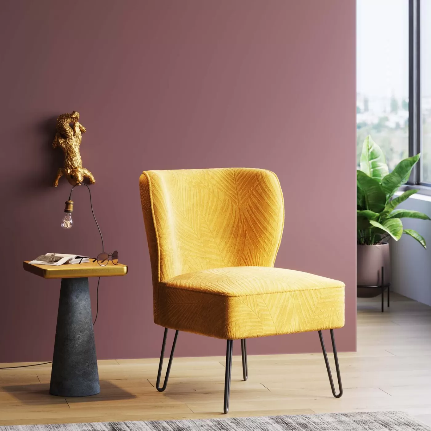 KARE Design Fauteuil Palm Springs Jaune