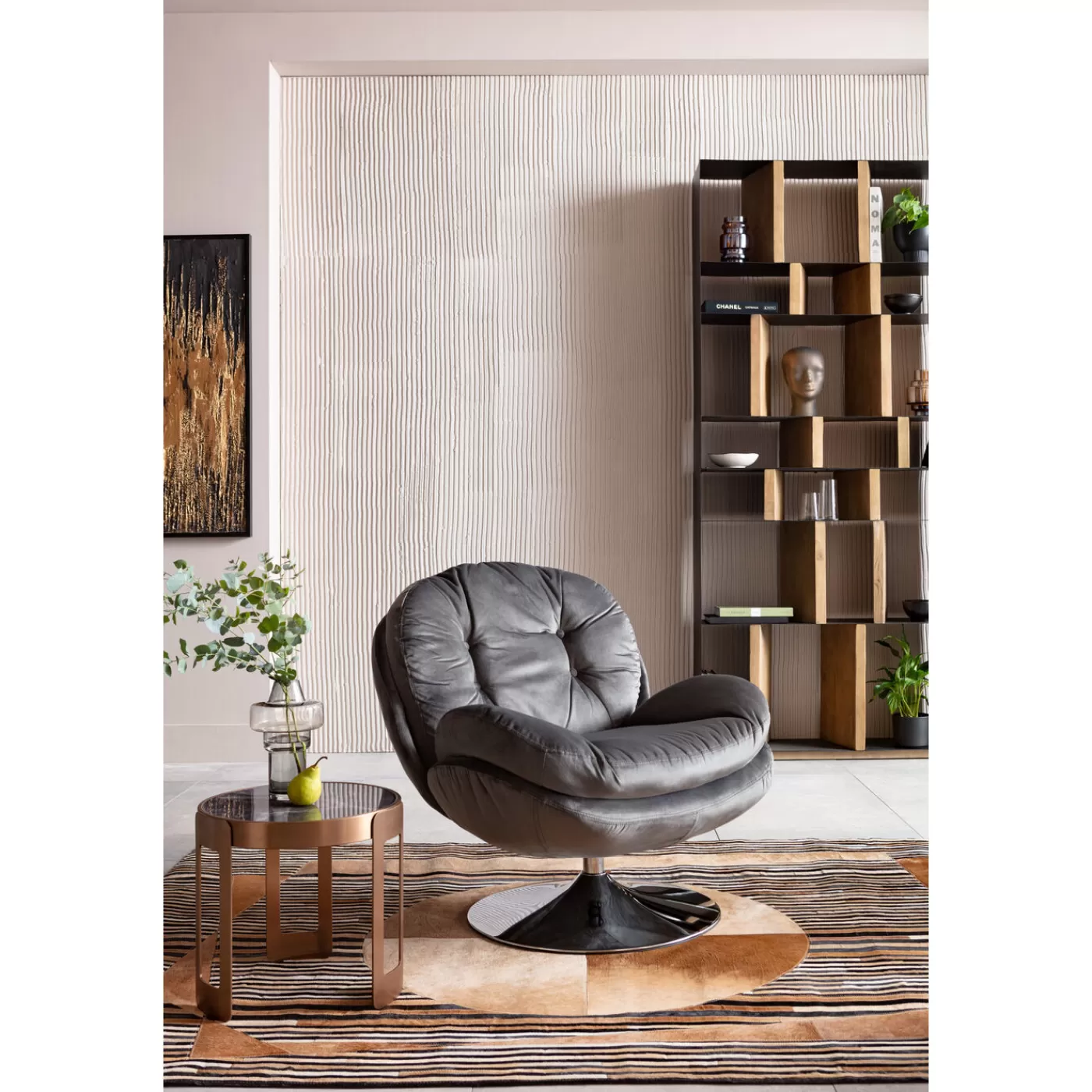 KARE Design Fauteuil Pivotant Cosy Gris