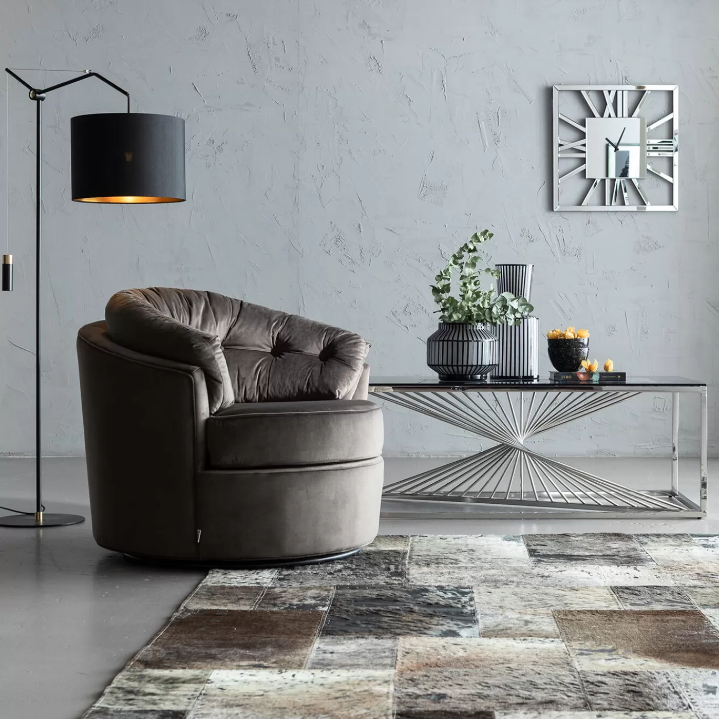 KARE Design Fauteuil Pivotant Music Hall Gris