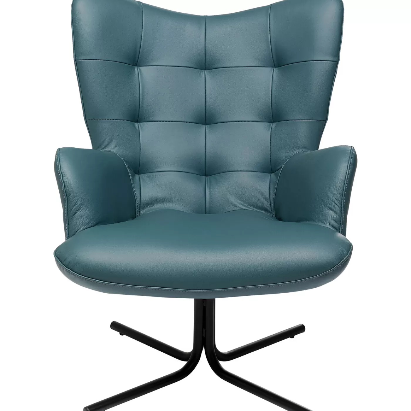 KARE Design Fauteuil Pivotant Oscar Cuir Bleu