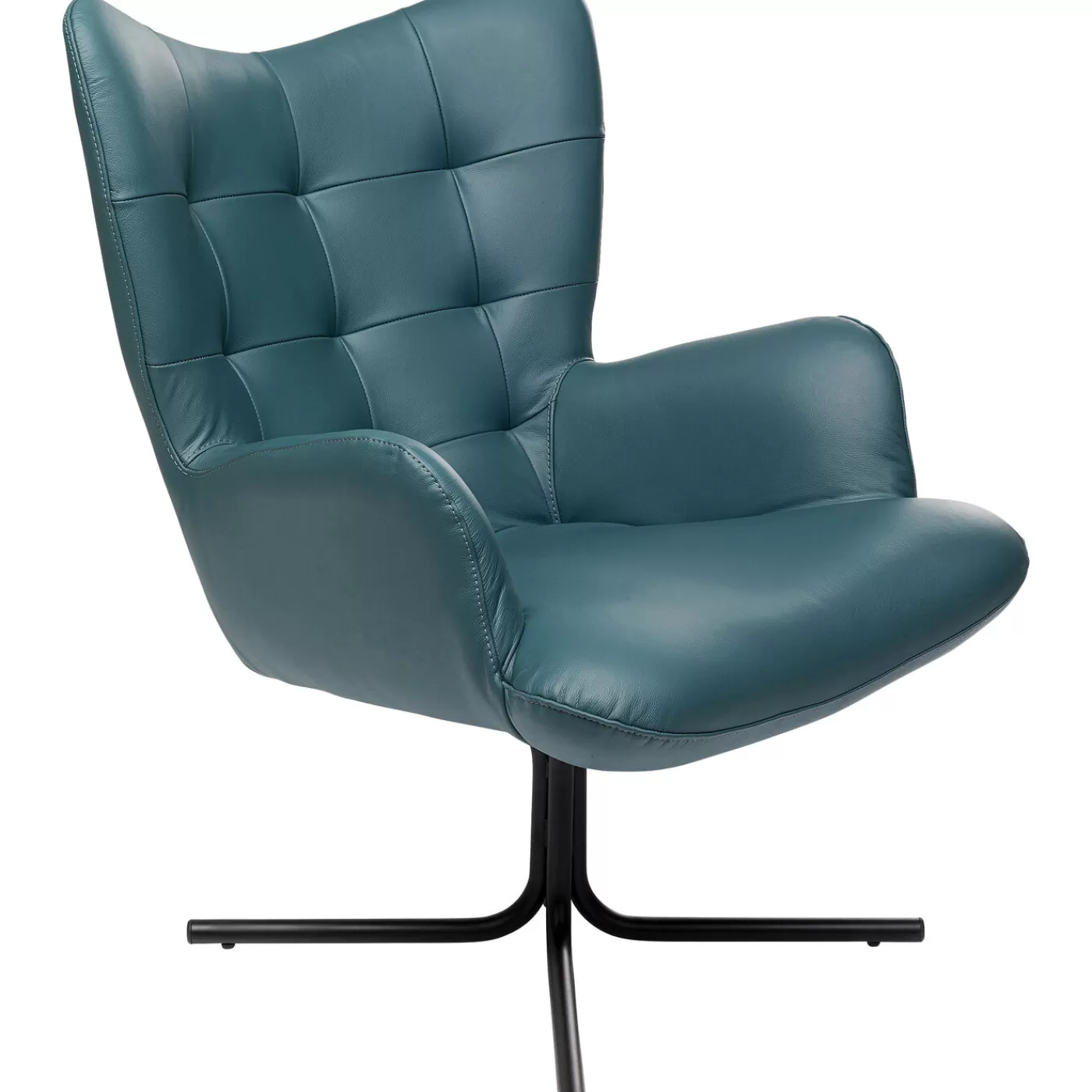 KARE Design Fauteuil Pivotant Oscar Cuir Bleu