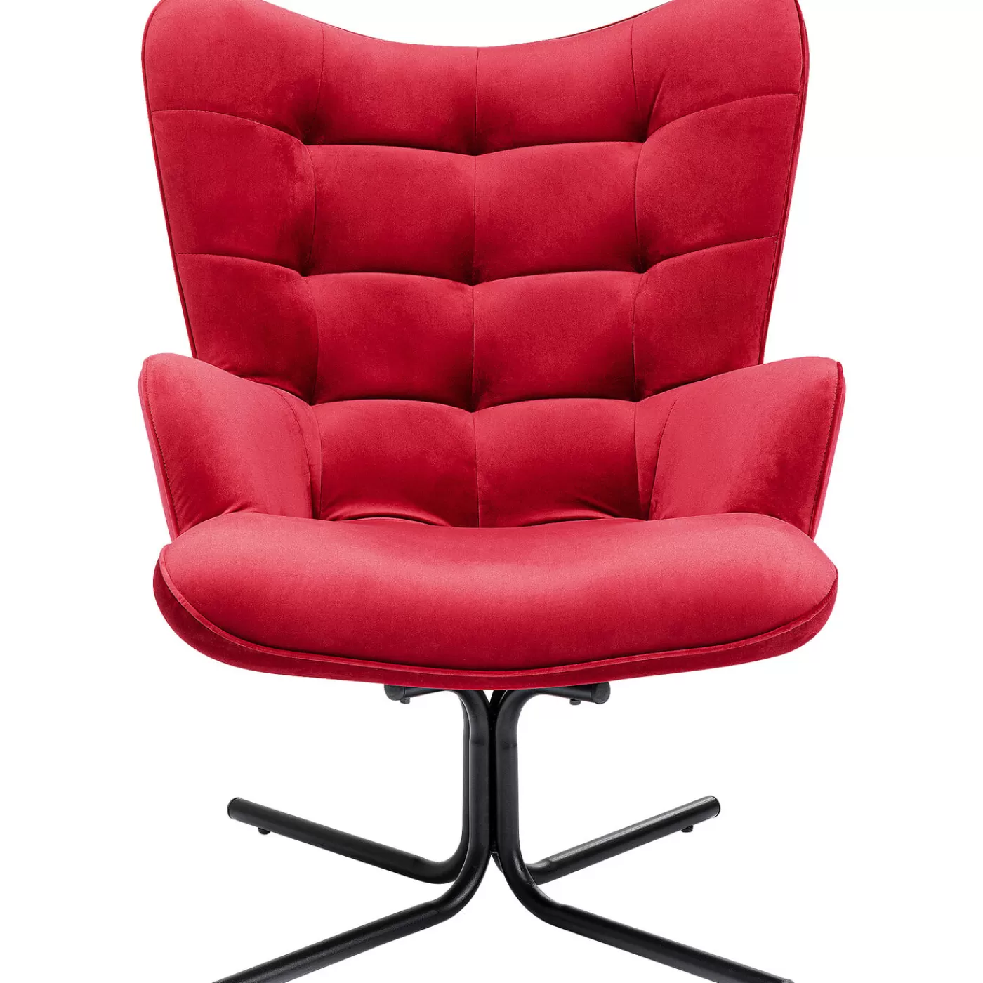 KARE Design Fauteuil Pivotant Oscar Velours Rouge