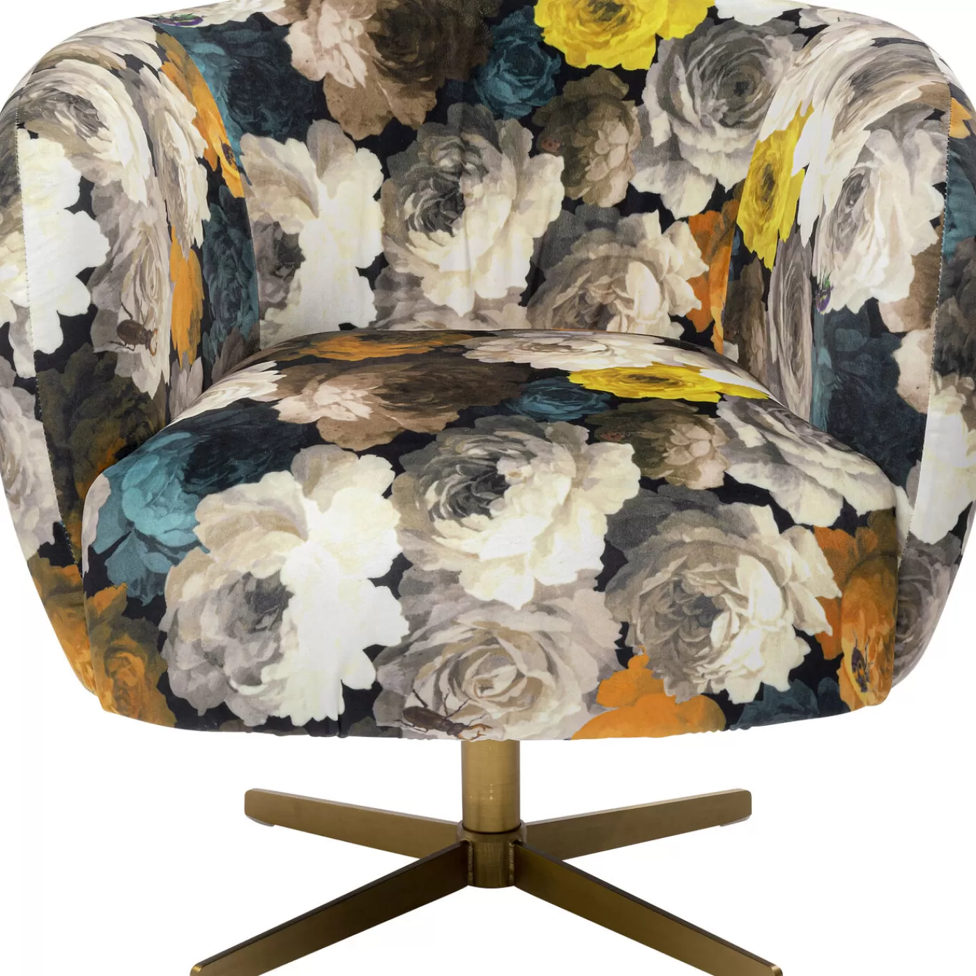 KARE Design Fauteuil Pivotant Peony Flower Jaune