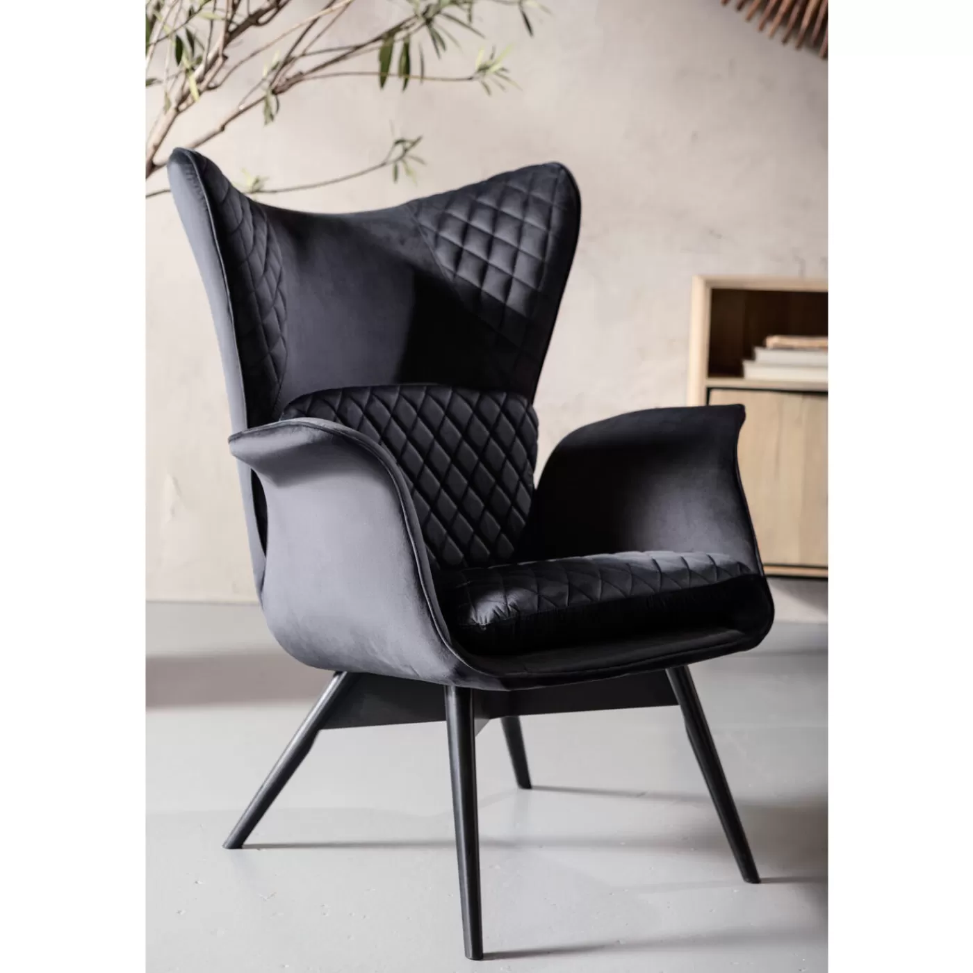 KARE Design Fauteuil Tudor Velvet Noir