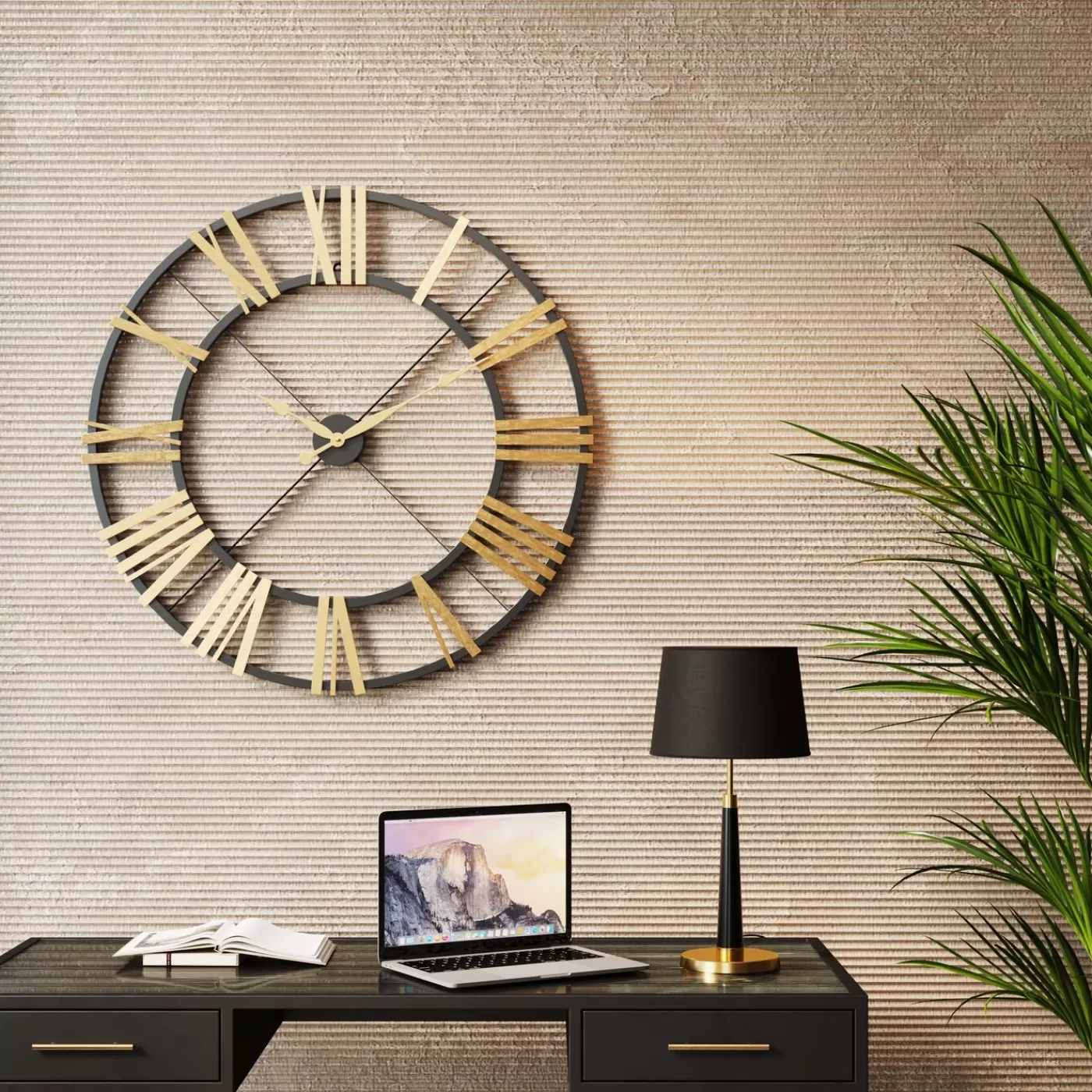 KARE Design Horloge Murale Nevio Laiton O95Cm