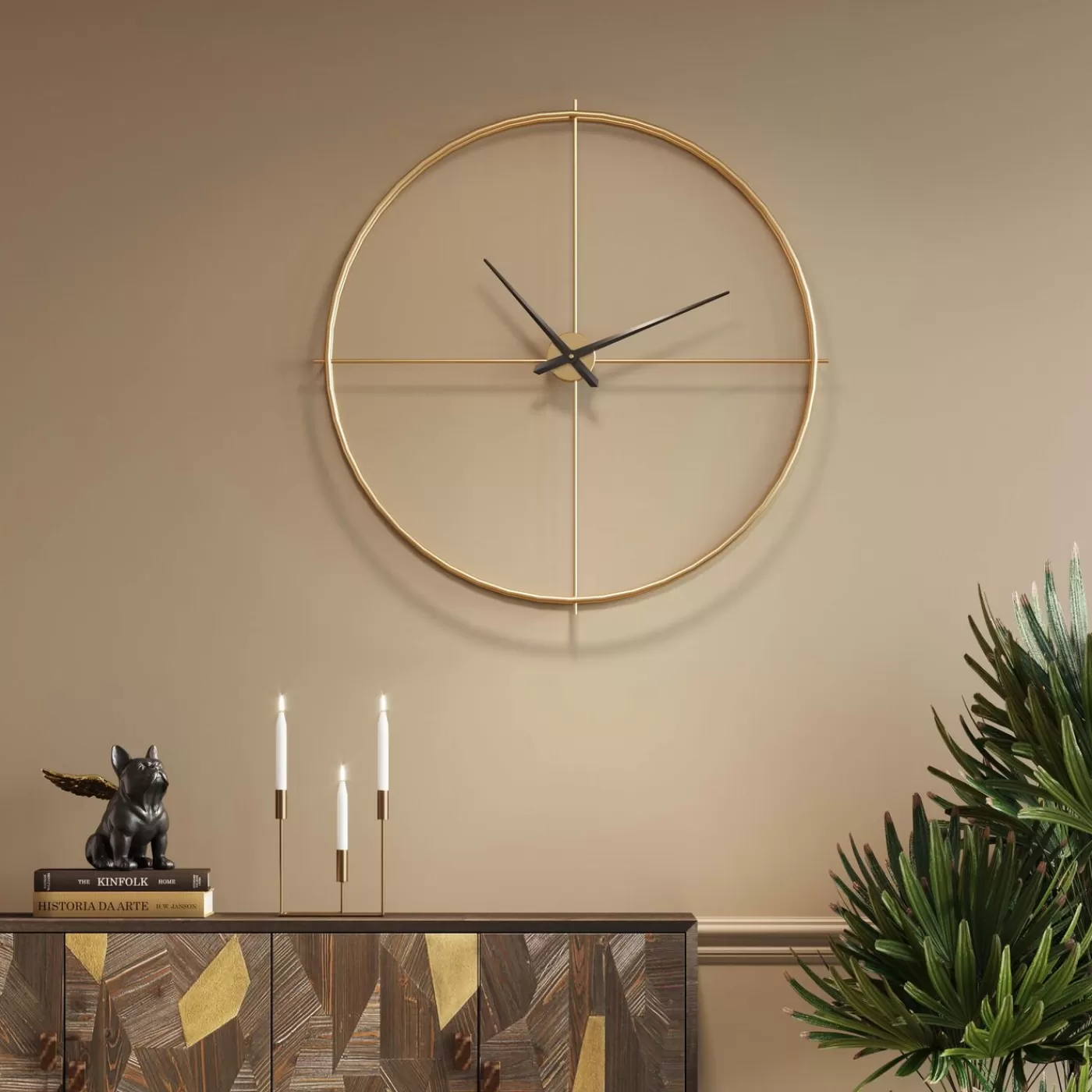 KARE Design Horloge Murale Simple Pure Laiton O95Cm