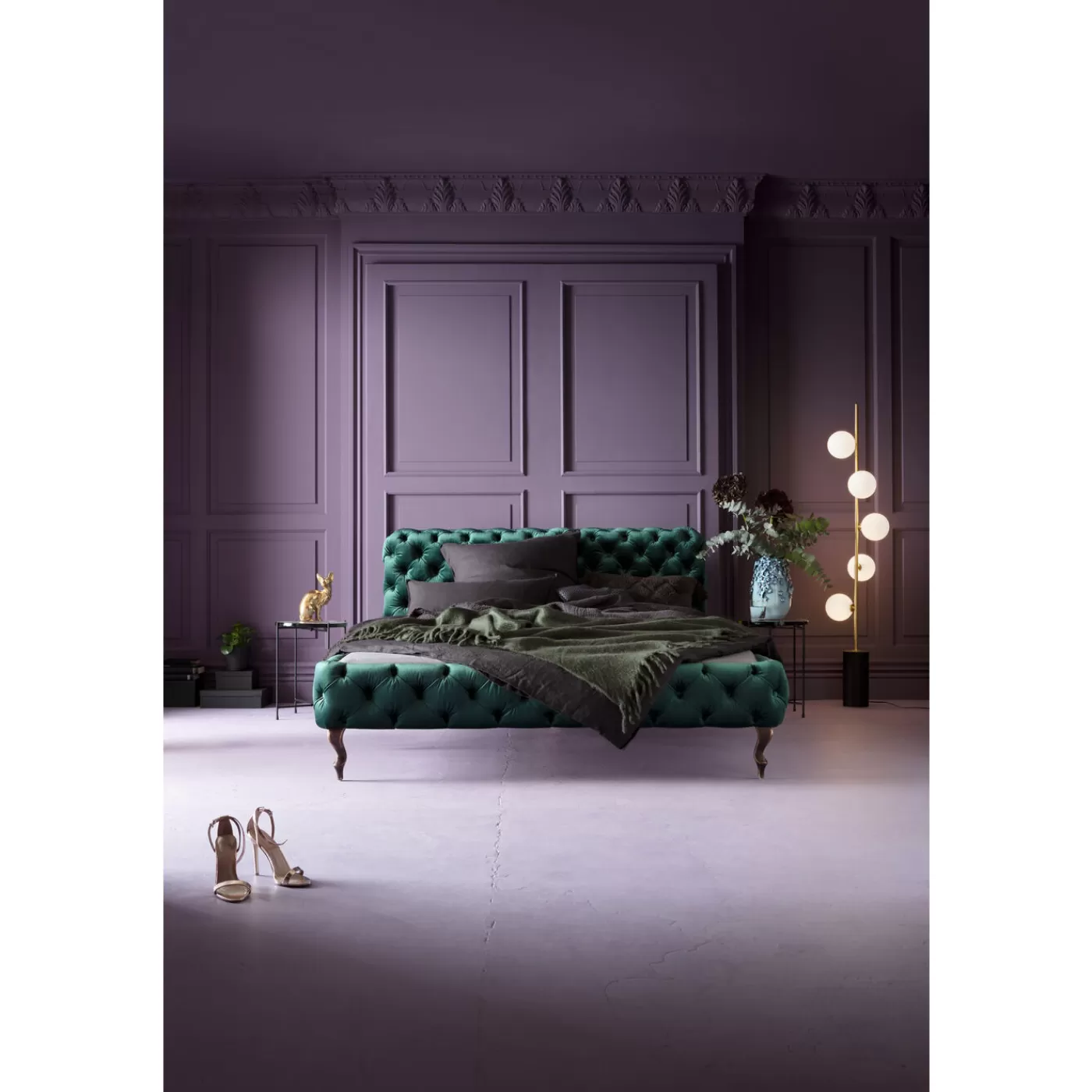 KARE Design Lit Desire Velours Vert 160X200Cm