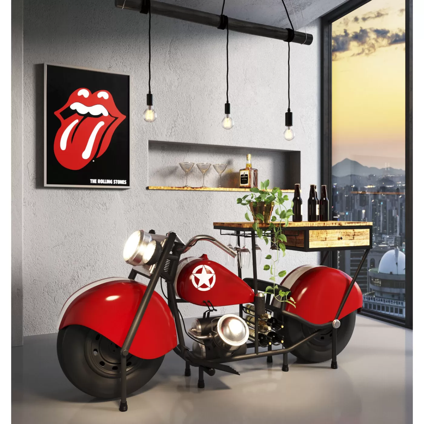 KARE Design Meuble Bar Motorbike Rouge