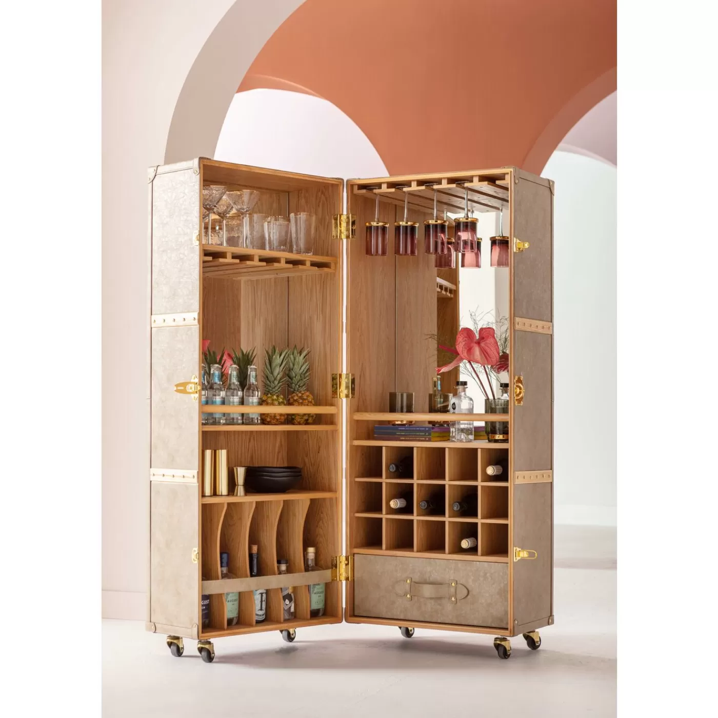 KARE Design Meuble Bar West Coast Mobile 60X154Cm