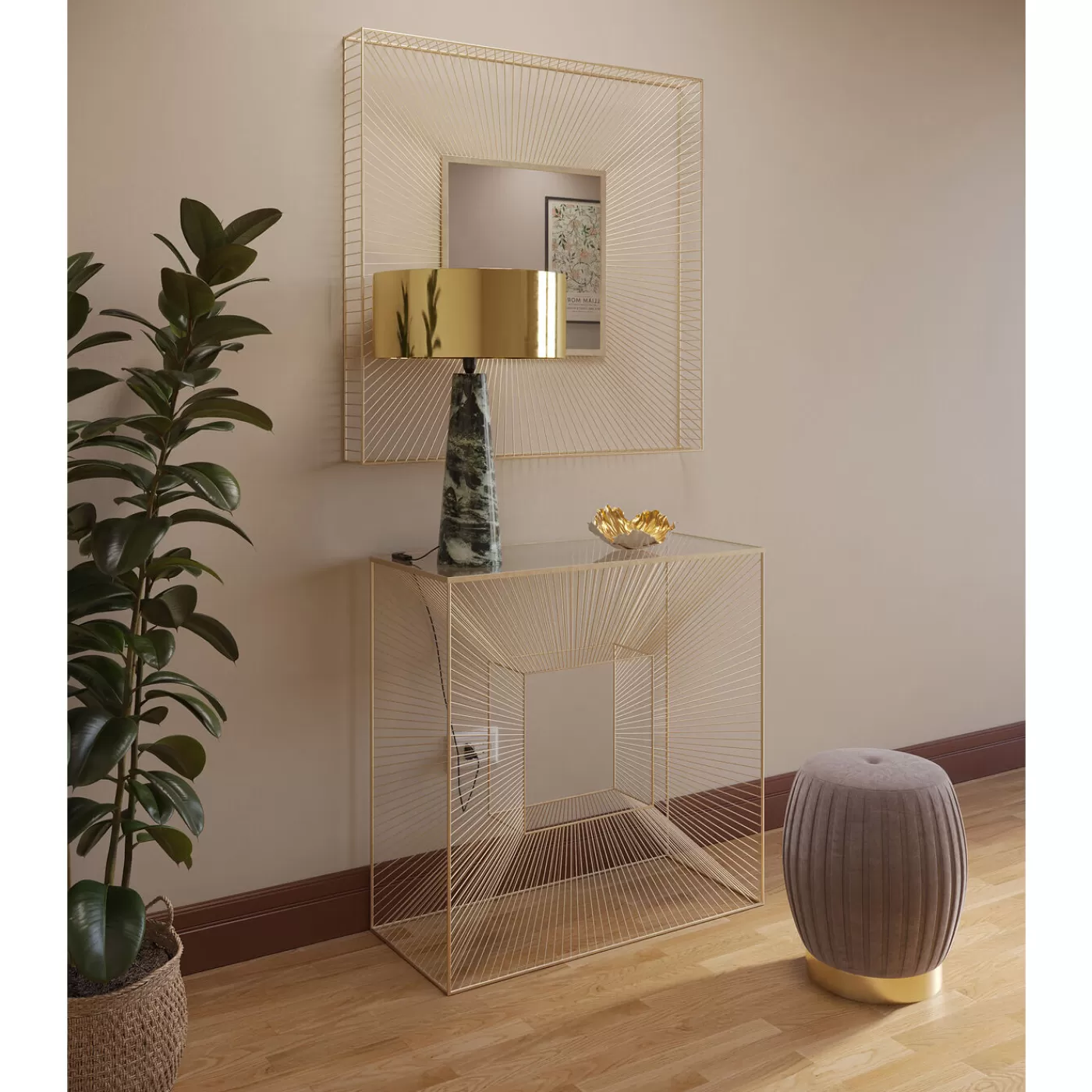 KARE Design Miroir Mural Dimension Champagne 91X91