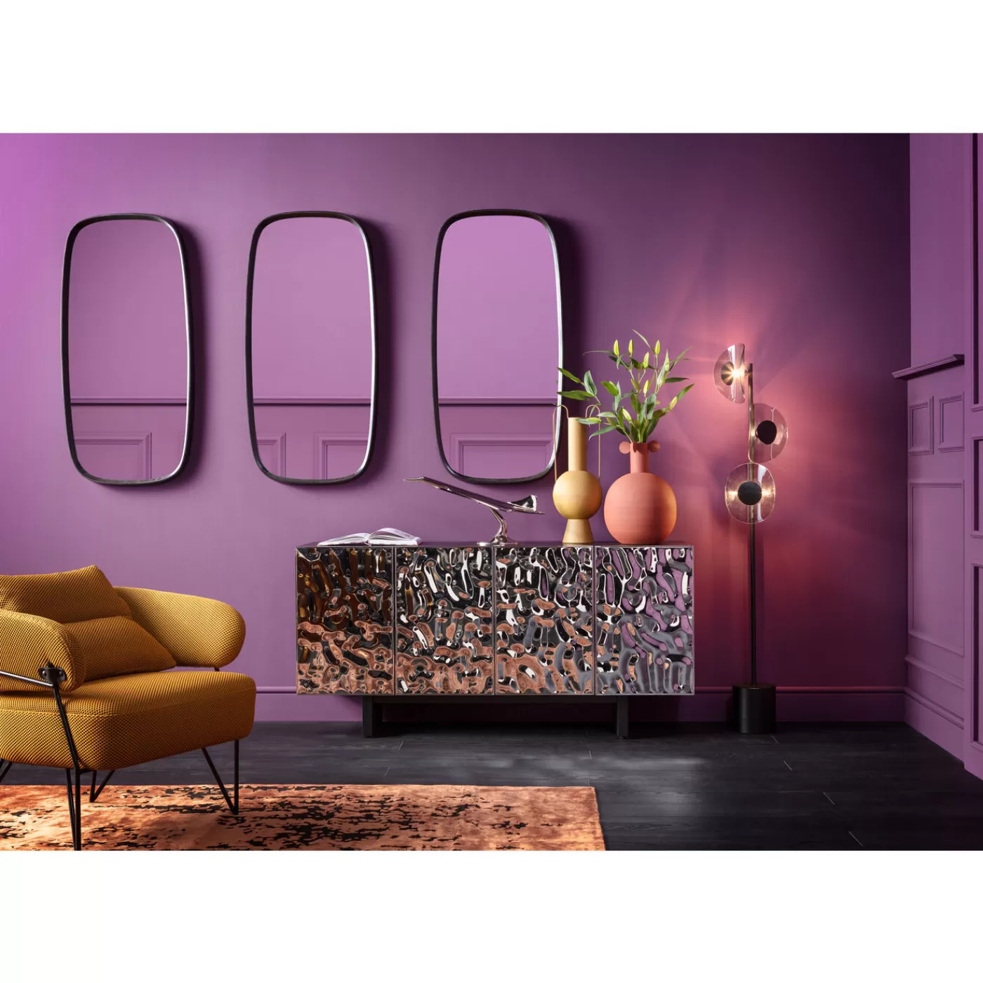 KARE Design Miroir Mural Noomi Noir 122X58Cm