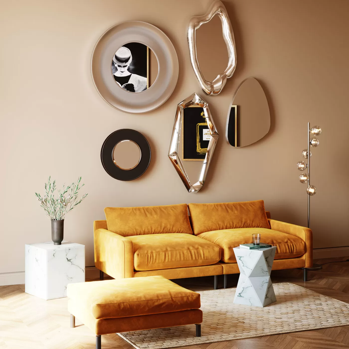 KARE Design Miroir Mural Planet Argente O108Cm