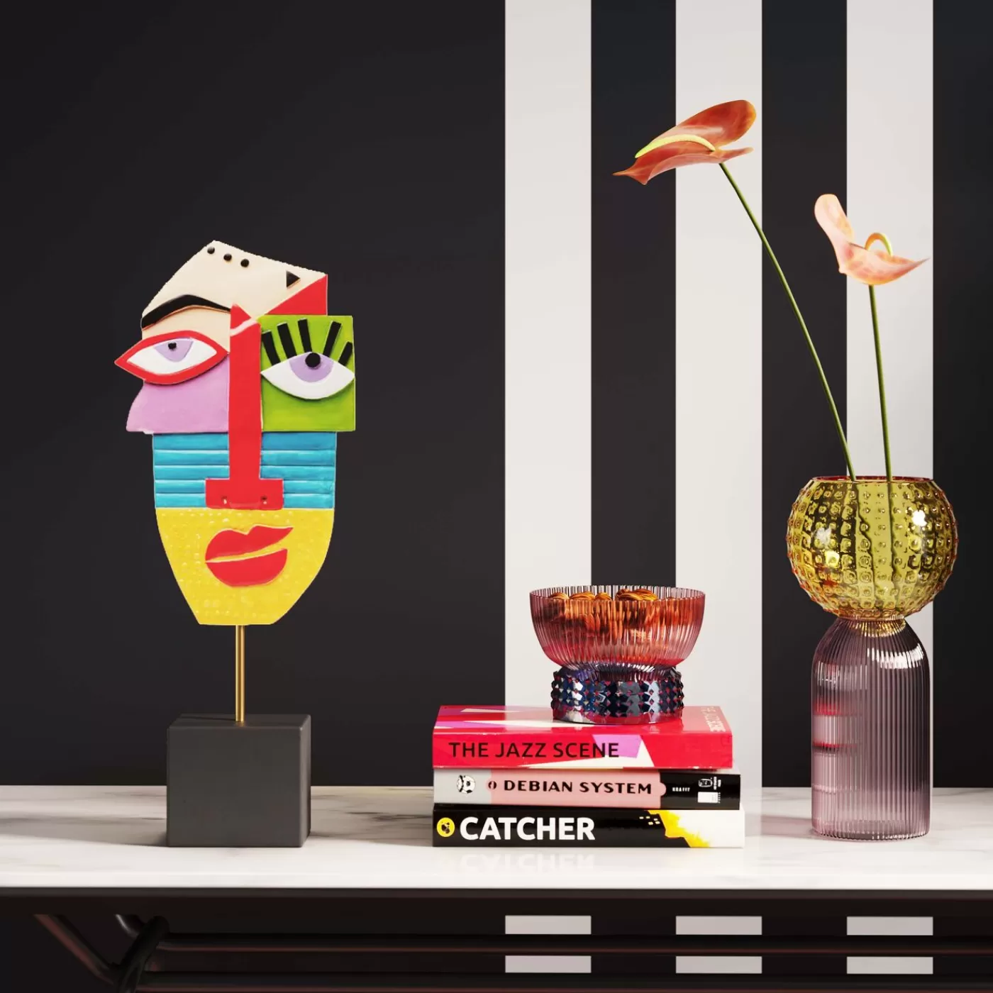 KARE Design Objet Décoratif Abstract Face Multicolour 52