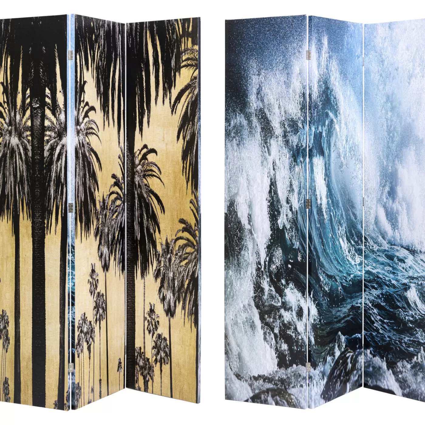 KARE Design Paravent Triptychon Wave Vs Palms 120X180