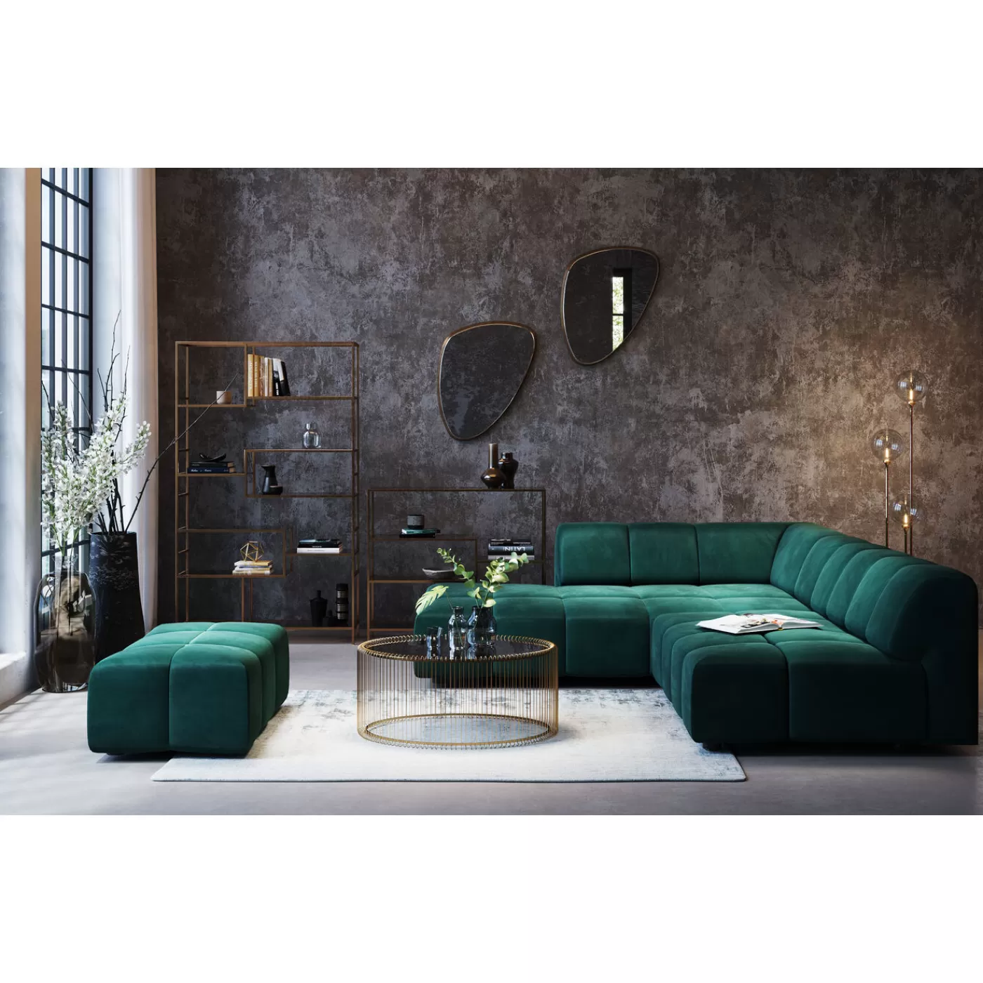 KARE Design Pouf Belami Velours Vert Fonce