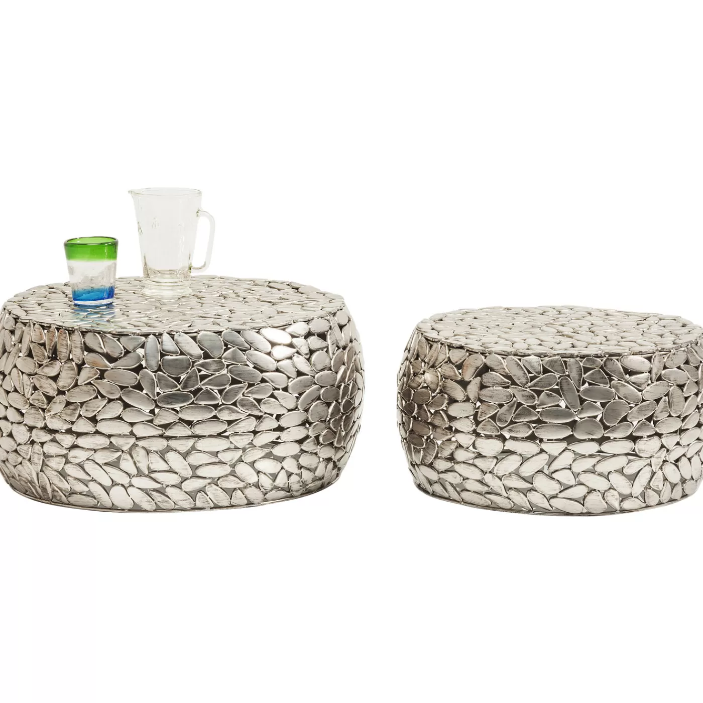 KARE Design Table Basse Pebbles Deluxe Argente (Jeu De 2)