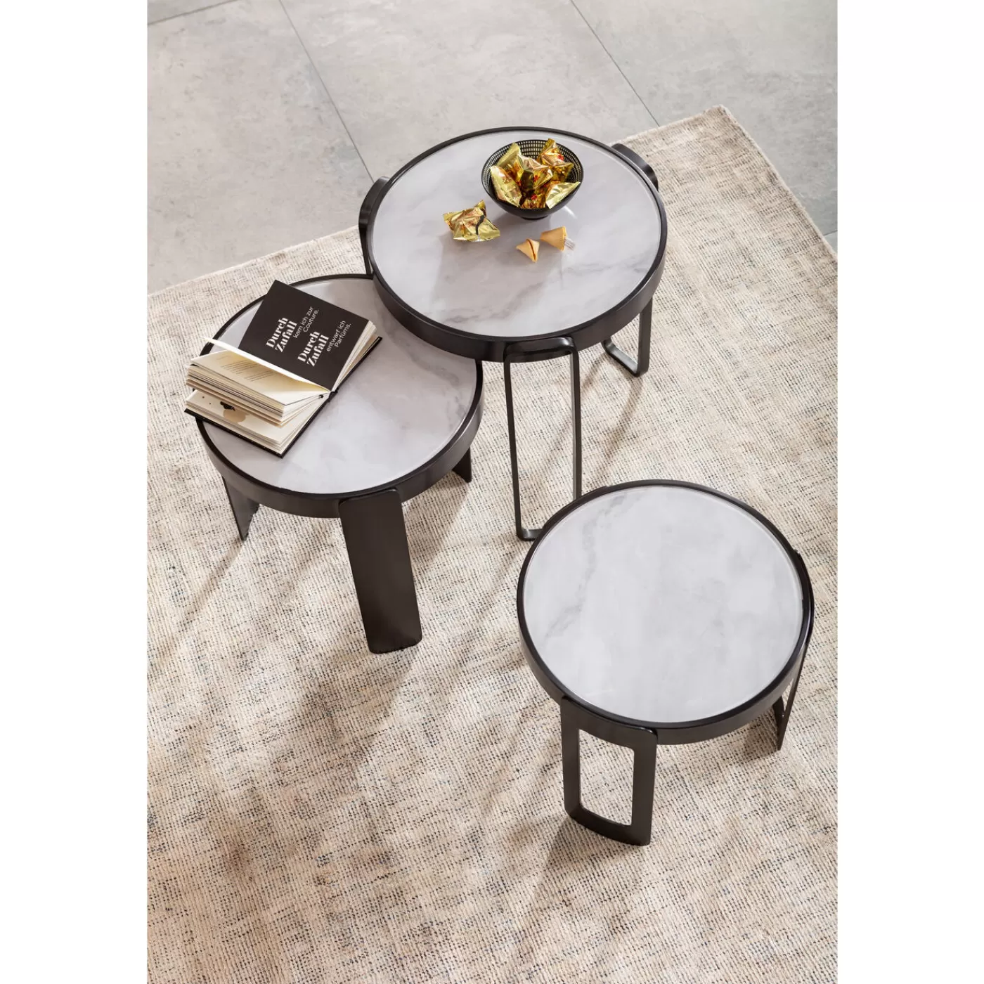 KARE Design Table Basse Perelli Noir (3/Set)