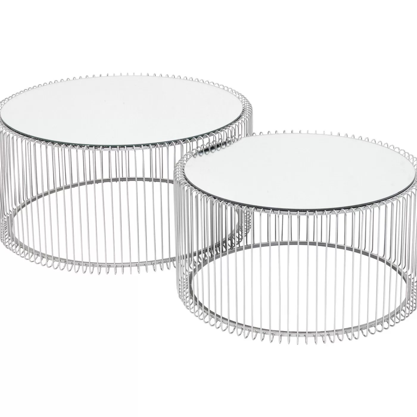 KARE Design Table Basse Wire Argente (2/Set)