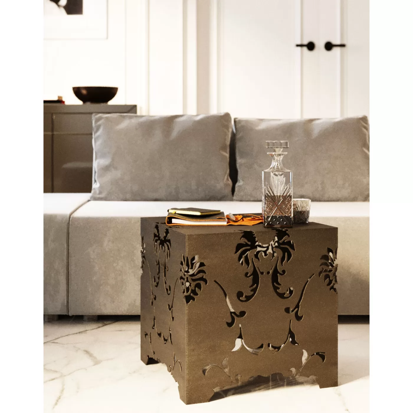 KARE Design Table D Appoint Cubo Manifattura Bronze 42X42