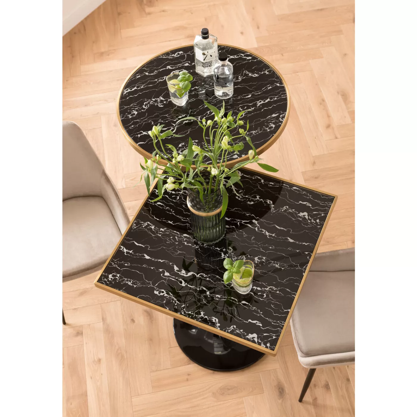 KARE Design Table Haute San Remo Noir Rond 100X70Cmo