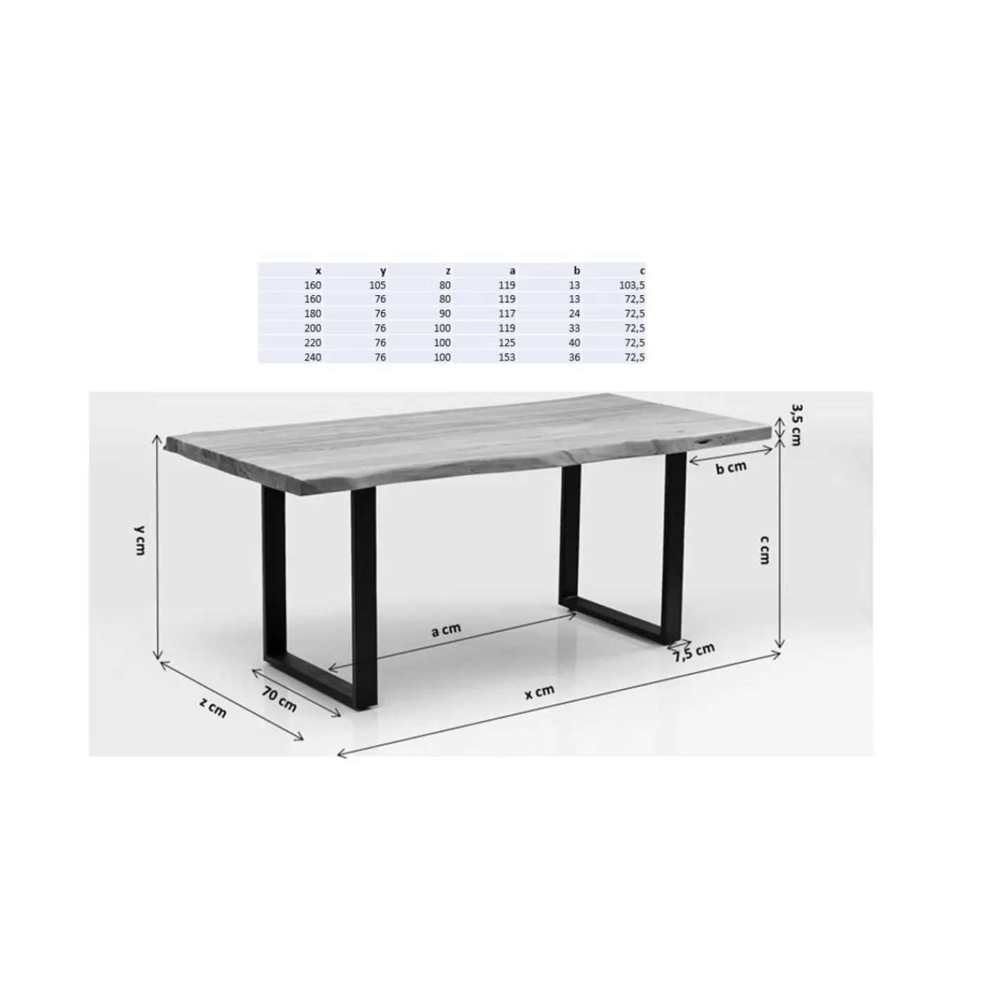 KARE Design Table Symphony Chene Acier Brut 160X80