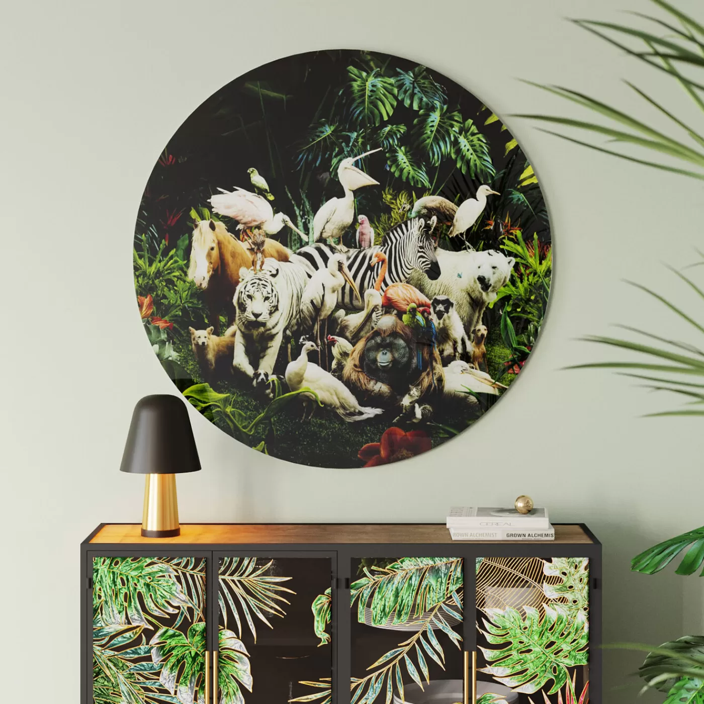 KARE Design Tableau En Verre Jungle Animals O120Cm