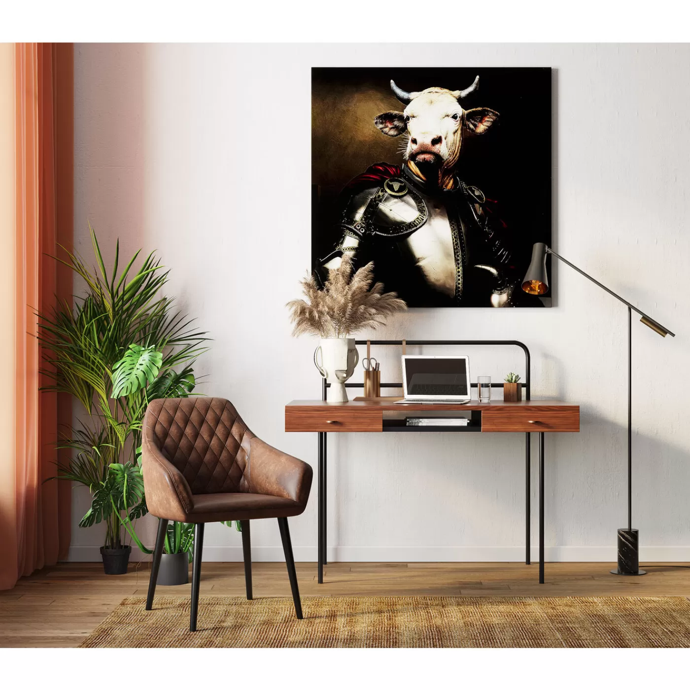 KARE Design Tableau En Verre Knight Cow 120X120