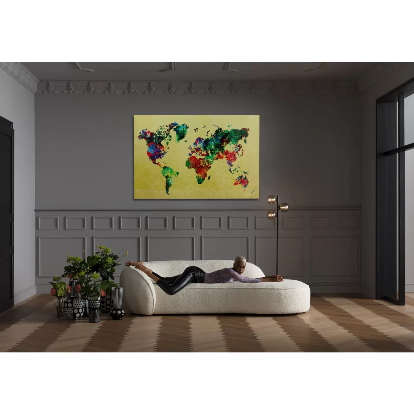 KARE Design Tableau En Verre Metallic Colourful Map 150X100Cm