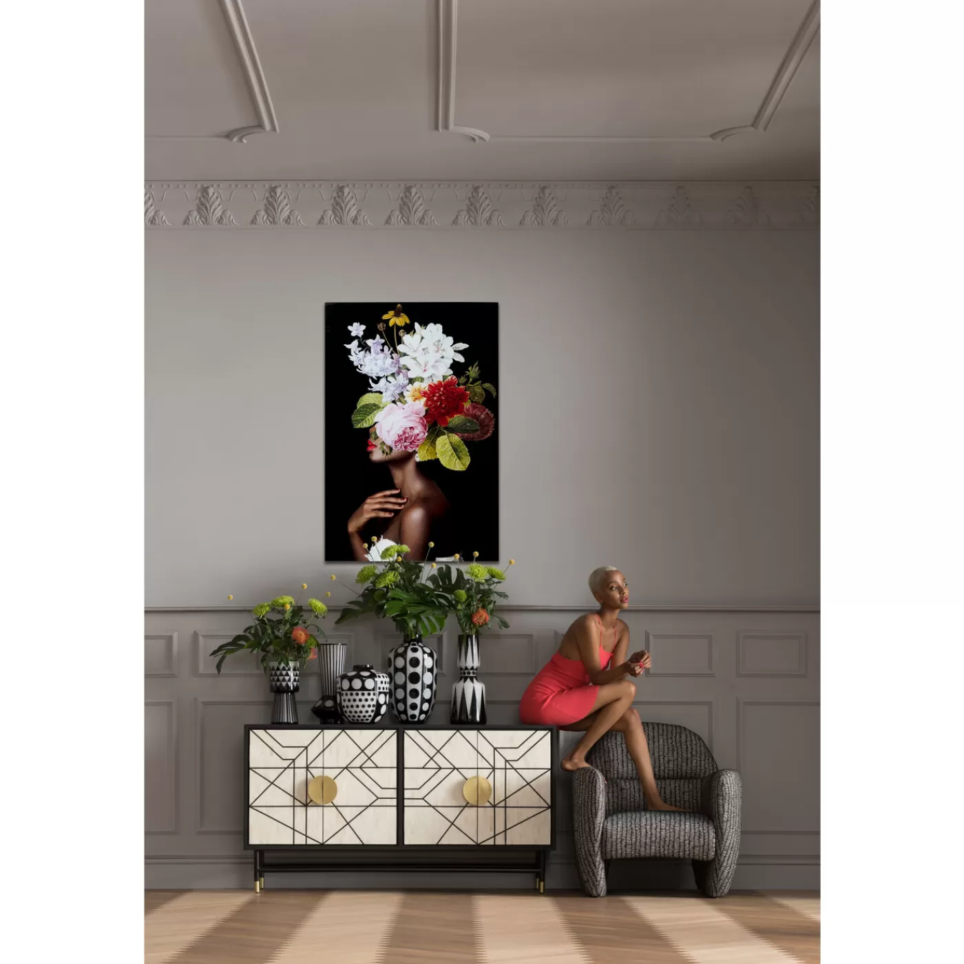 KARE Design Tableau En Verre Ms. Bouquet 80X120Cm