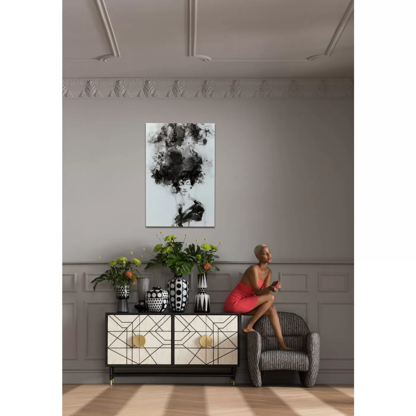 KARE Design Tableau En Verre Smokey Hair 100X150Cm