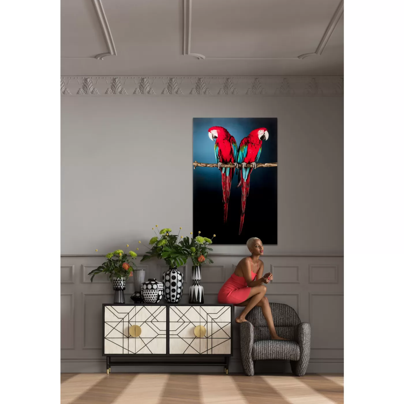 KARE Design Tableau En Verre Twin Parrot 80X120Cm