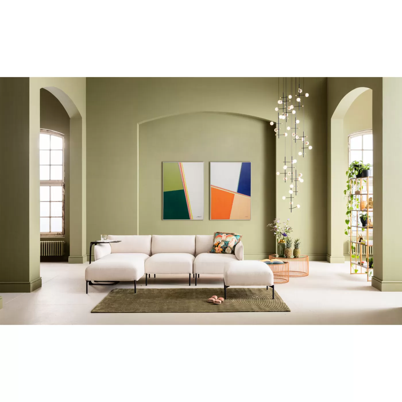 KARE Design Tableau Encadre Abstract Shapes Khaki 73X103Cm