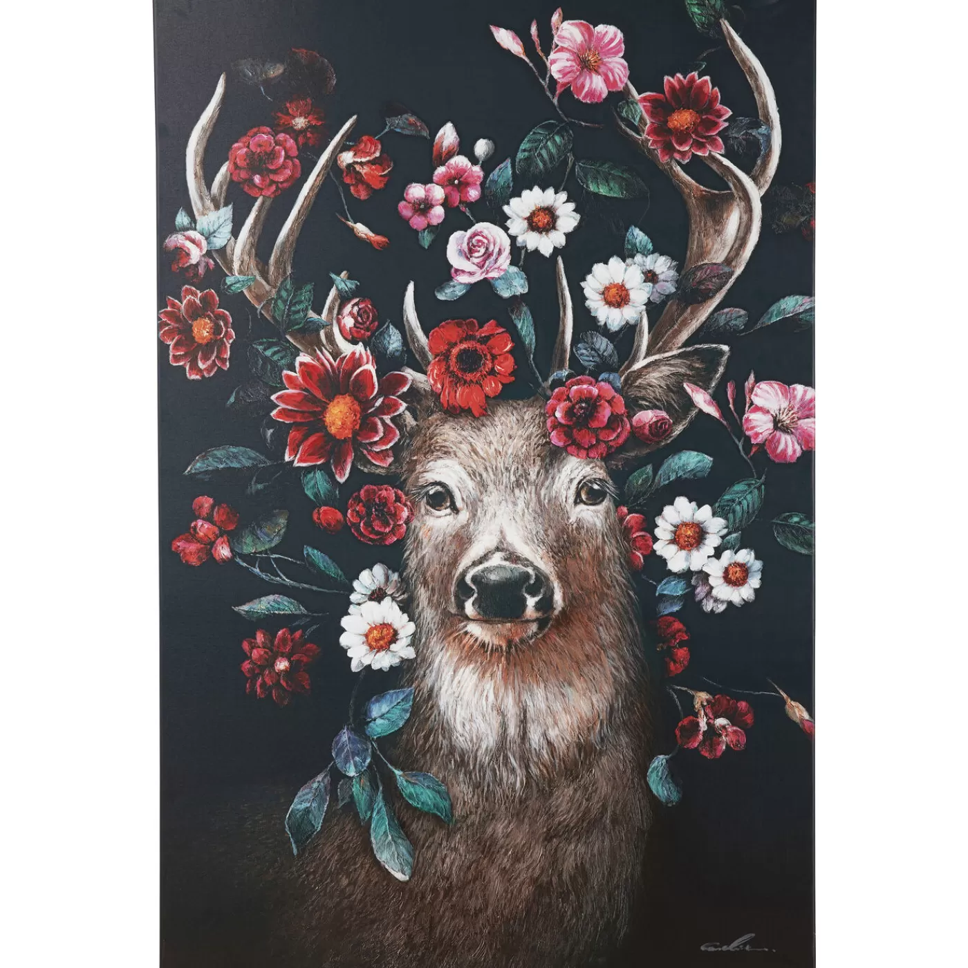 KARE Design Tableau Sur Toile Deer In Flower 90X140Cm