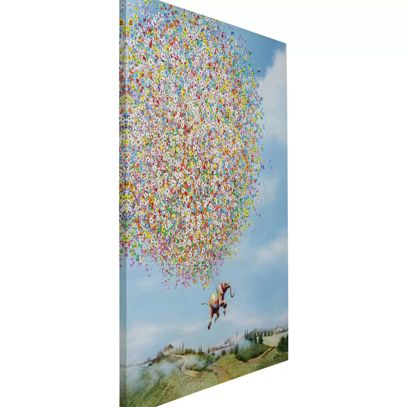 KARE Design Tableau Sur Toile Flying Elephant In Day 80X100Cm