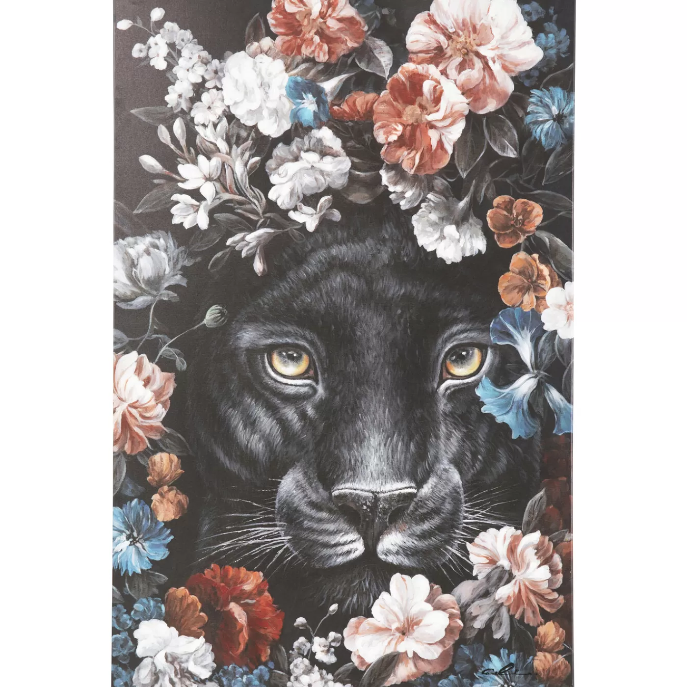 KARE Design Tableau Sur Toile Night Leo In Flower 90X140Cm