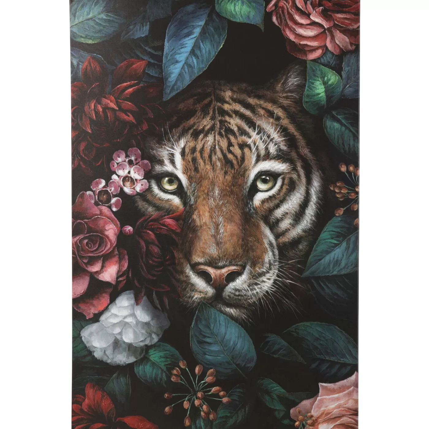 KARE Design Tableau Sur Toile Tiger In Flower 90X140Cm