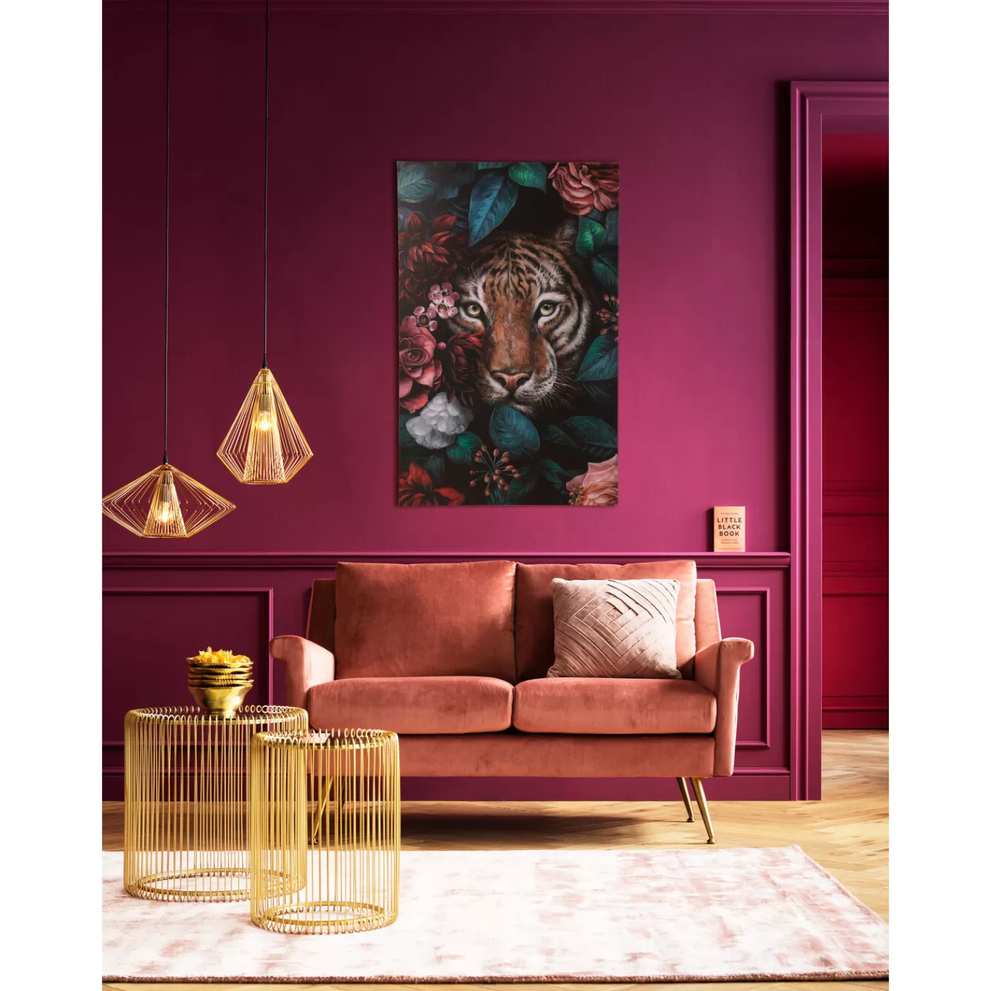 KARE Design Tableau Sur Toile Tiger In Flower 90X140Cm