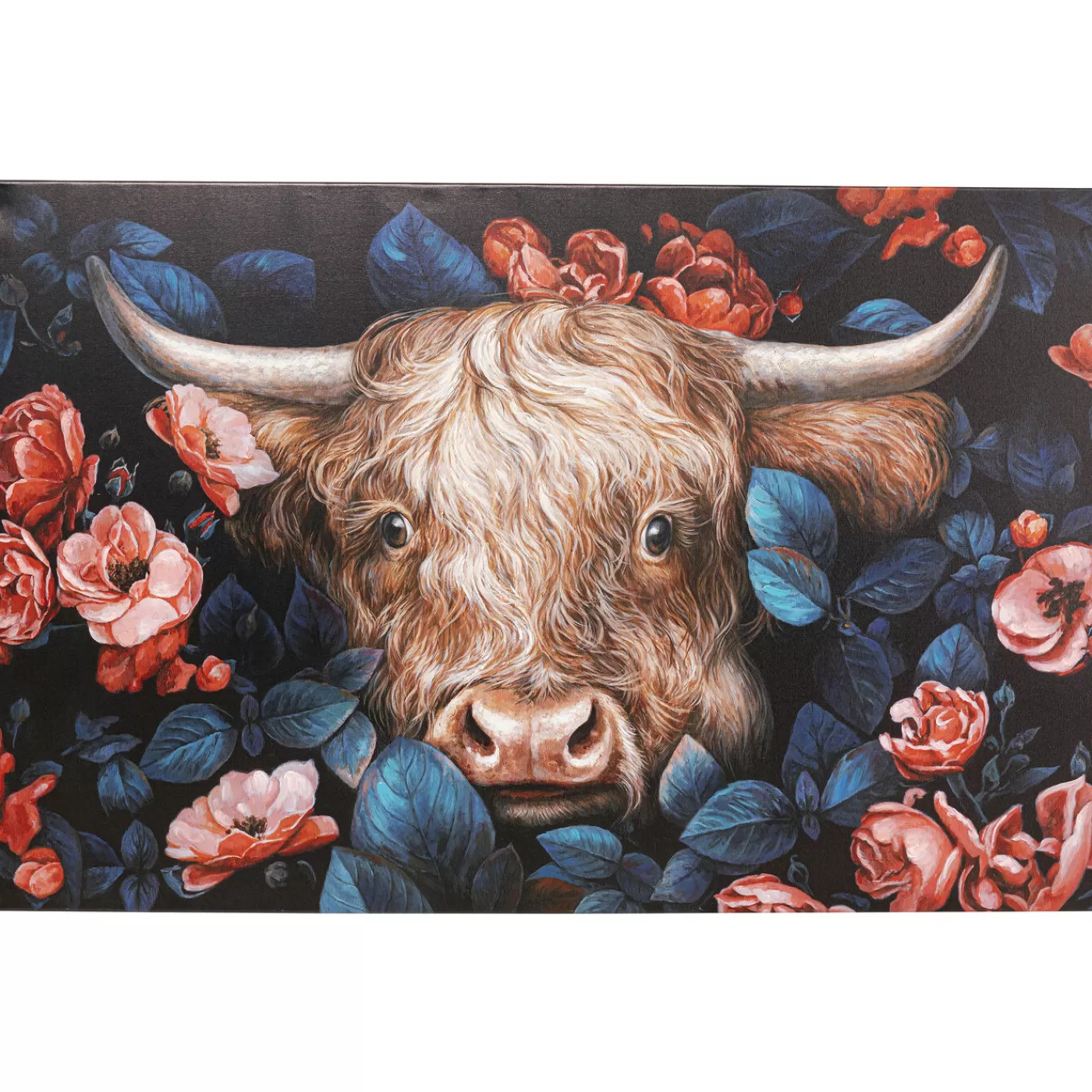 KARE Design Tableau Sur Toile Yak In Flower 140X90Cm