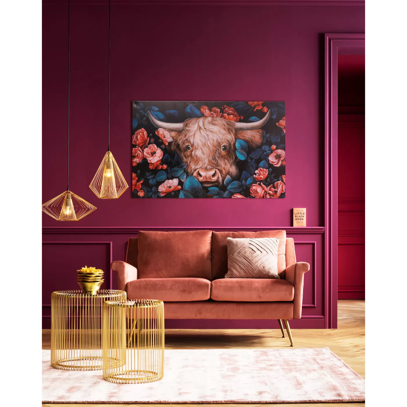 KARE Design Tableau Sur Toile Yak In Flower 140X90Cm