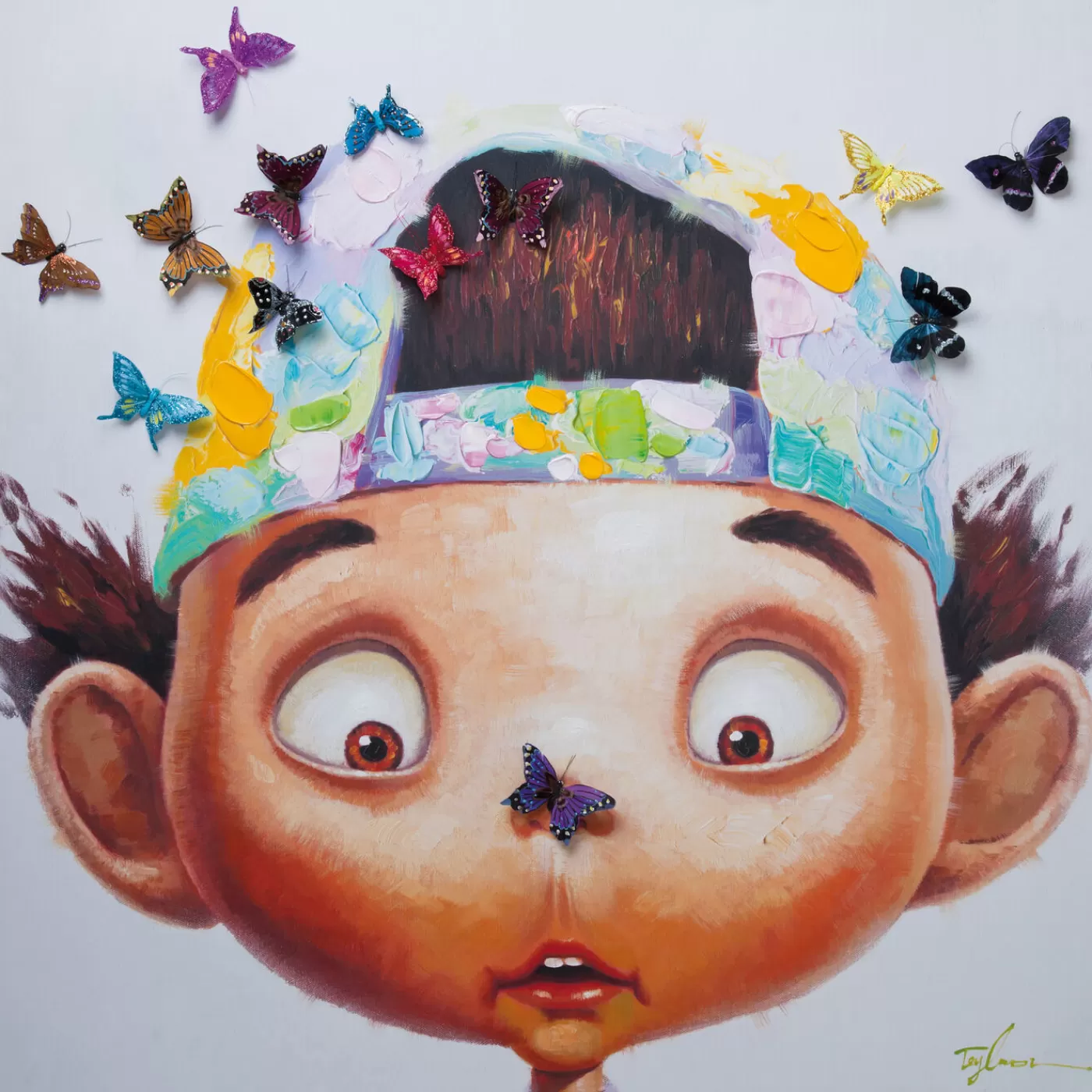 KARE Design Tableau Touched Boy With Butterflies 100X100Cm