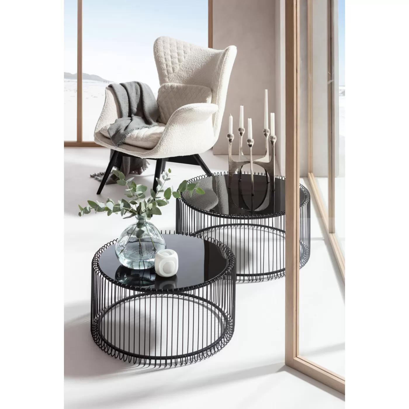 KARE Design Tables Basses Wire Noir (Set De 2)